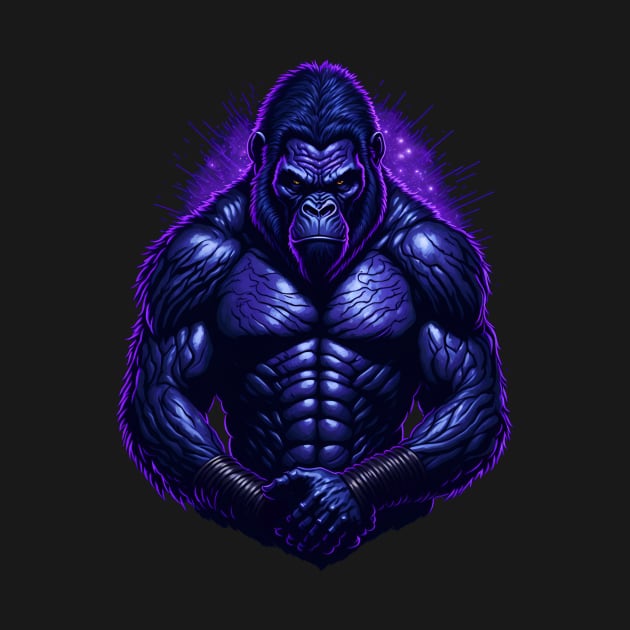 Gorilla Warrior - Night Electric Colors - Gorilla Strong by SergioCoelho_Arts