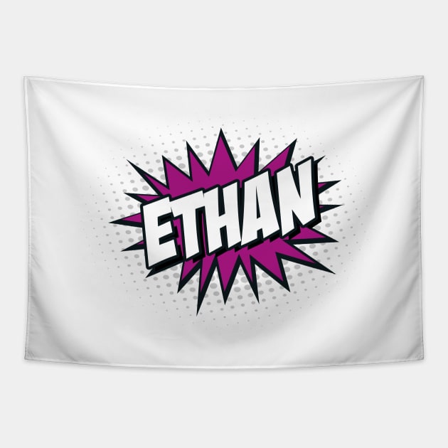 'Ethan' Cartoon or Comic Book Style Kapow / Wow Design Tapestry by LTFRstudio