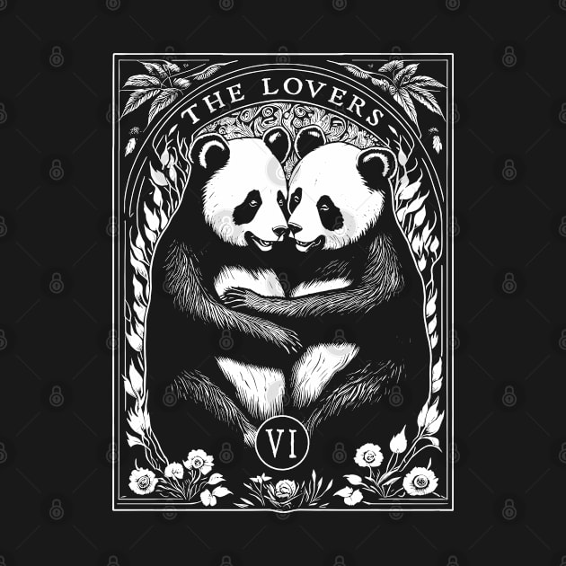 The Lovers Tarot Card Cute Panda Lover Couple Vintage by Grandeduc