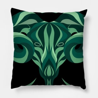 Aries Zodiac Sign - Green Pillow