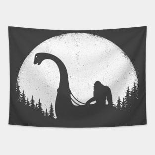 Bigfoot Riding Loch Ness Monster Nessie Tapestry