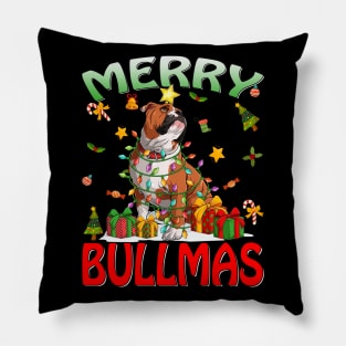 Merry Bullmas English Bulldog Ugly Christmas Sweater Dogs T-Shirt Pillow