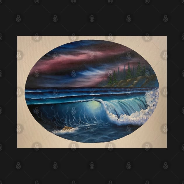 Oval Night Seascape by J&S mason