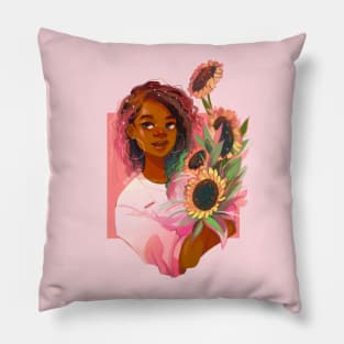 Pink Sunflowers Pillow