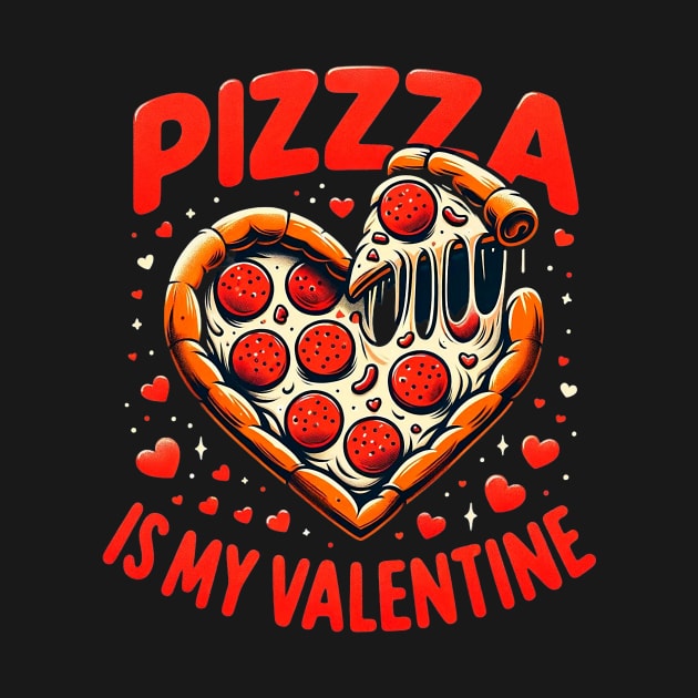 Pizza Is My Valentine Funny Valentines Day Heart Shape 2024 by Neldy