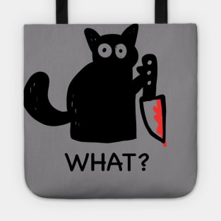 Black Cat With Bloody Knife Tote