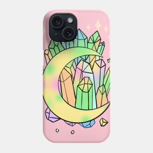 Pastel Goth Crystal Cluster Moon Kawaii Witchy Phone Case