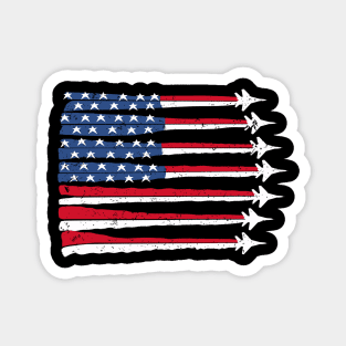 Fighter Jet Airplane American Flag Patriotic 4th Of July distressed Magnet