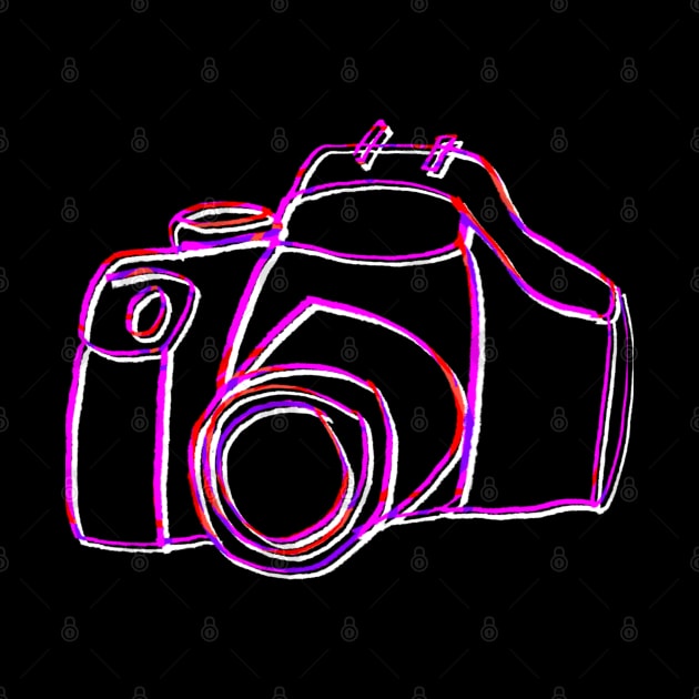 Minimal Pink Camera Line Art by badlydrawnbabe