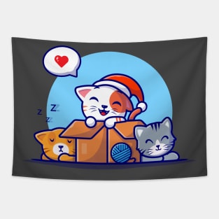 Cute Cats In Box Cartoon Vector Icon Illustration Tapestry