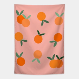 Oranges Fruit Pattern on Peach Background Tapestry