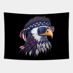 Patriotic Bald Eagle Mullet USA American Flag 4th of July Tapestry