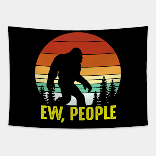 Ew People, Bigfoot Funny Sasquatch Yeti Saying Retro Tapestry