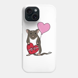 Cute brown gerbil with heart balloon and chocolates Phone Case