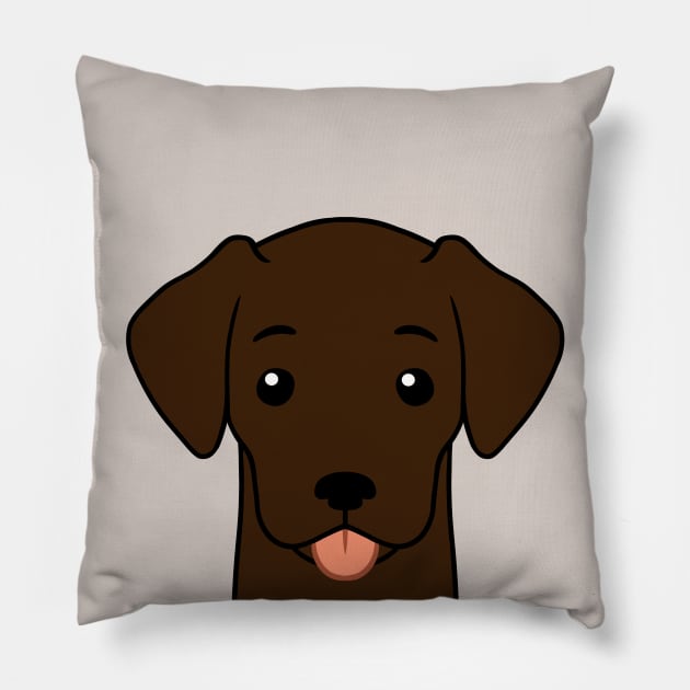 Cartoon Illustrated Chocolate Labrador Retriever With Dog Bone Collar Pillow by RosemaryRabbit