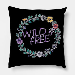 Wild and Free Flower Child Hippie Fun Stuff Pillow