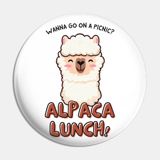 Wanna Go On a Picnic? Alpaca Lunch | Funny Alpaca Llama Pun | Cute Alpaca Pin