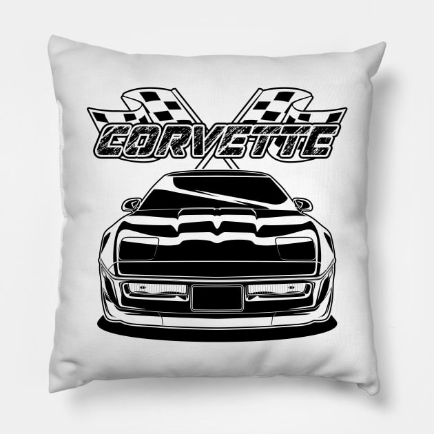 Corvette (Black Print) Pillow by WINdesign