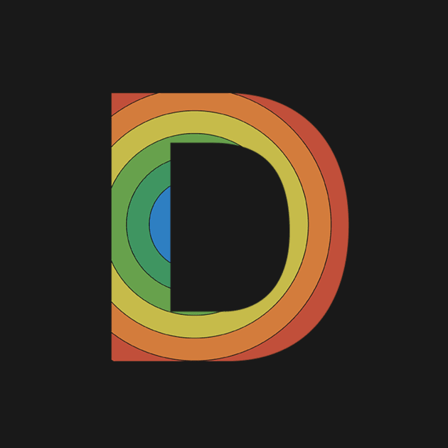 Retro Rainbow 'D' Sticker by marissasiegel