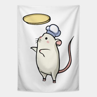 Super cute kawaii mouse gerbil making a pizza Tapestry