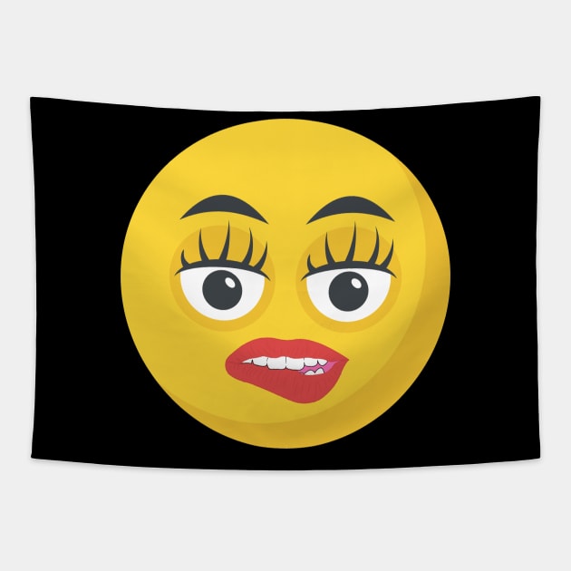 Biting lip emoji Tapestry by PincGeneral