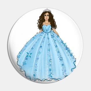 Blue Quinceanera Dress Fashion Illustration Pin