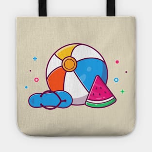 Ball, Sandal With Watermelon Cartoon Tote