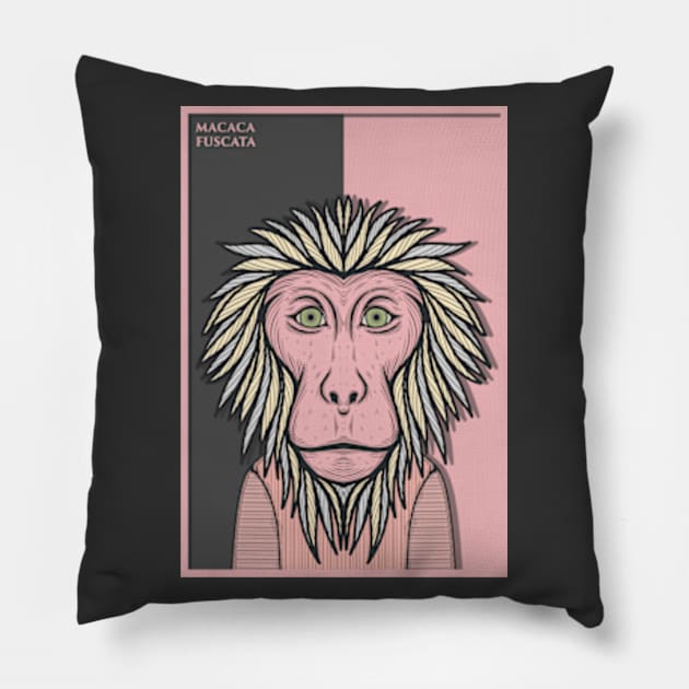 Japanese Macaque Monkey Pillow by milhad