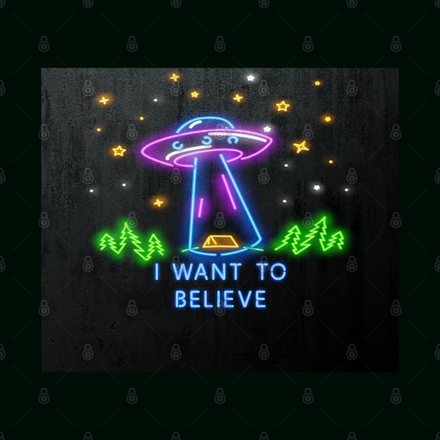 I want to believe / X-Files poster. Neon version by Synthwave1950