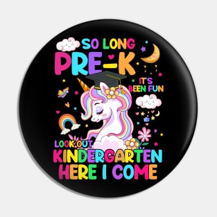 So Long Pre-K Kindergarten Here I Come Unicorn Graduation Pin