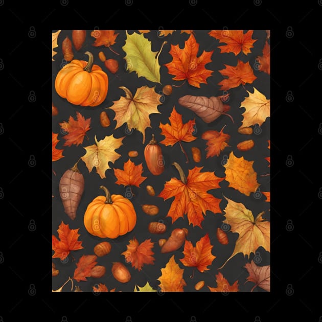 autumn leaves and pumpkins colorful pattern by in leggings