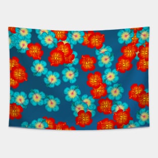 Blue and red hibiscus Tapestry