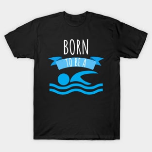 Swimming, Swimmer or Swim Themed, Groovy Retro Wavy Text Merch Gift, White  T-Shirt, Medium 