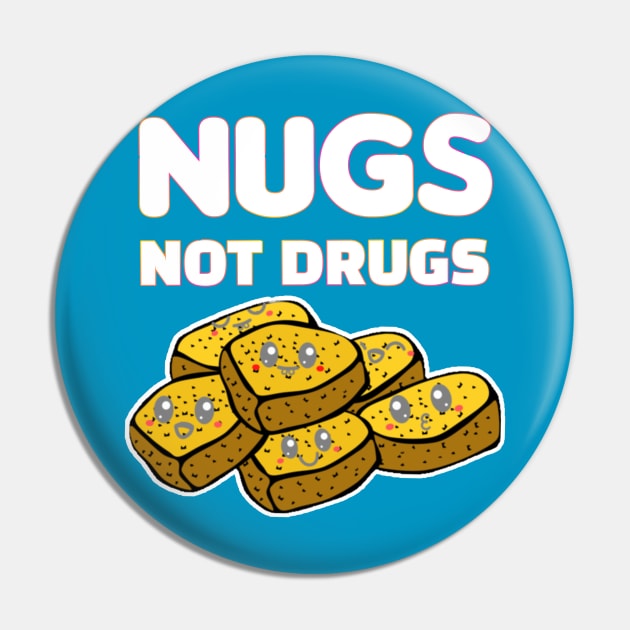 Nugs Not Drugs Black Yellow Illustrated Nuggets Kawaii Face Pin by aspinBreedCo2