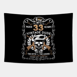 Skull Aged 33 Years Vintage 33 Dude Tapestry