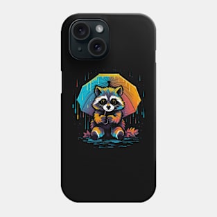 Raccoon Rainy Day With Umbrella Phone Case