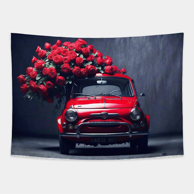 Where The Red Roses Grow - Fiat 500 in the 1960s Tapestry by DeVerviers