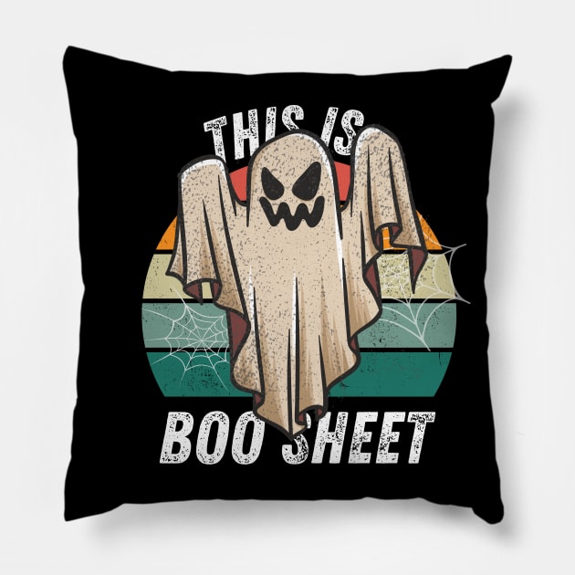 this is Boo sheet - Thsi is Boo sheet funny halloween Pillow by CoolFuture