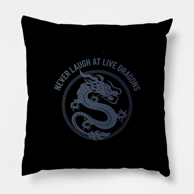 never laugh at live dragons Pillow by ThaFunPlace