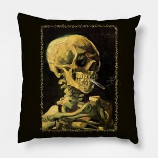 Skull with Burning Cigarette by Vincent van Gogh Pillow