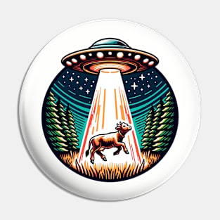 UFO Cow Abduction Forest Pin