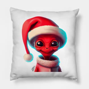 Christmas cute alien with Santa hat Pillow