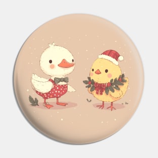 Christmas duck and chick Pin