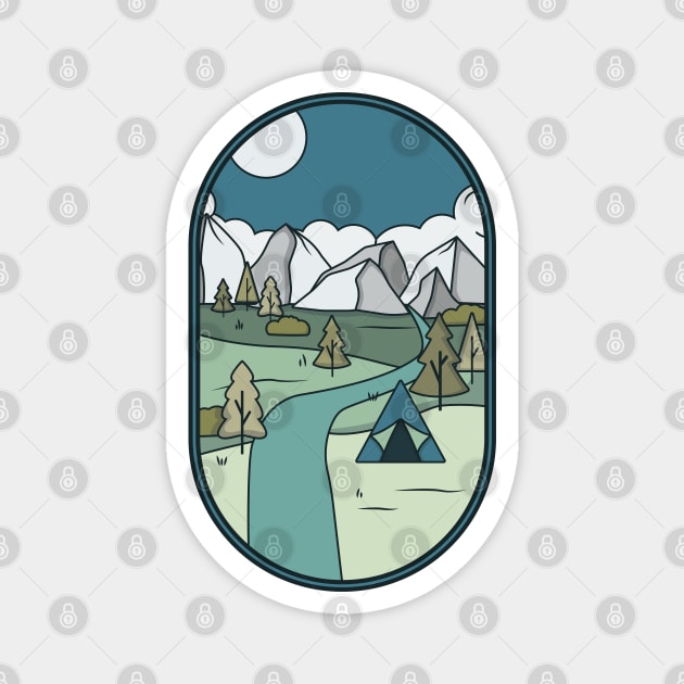 Camping in the mountains | Fathers Day Magnet by OgyDesign