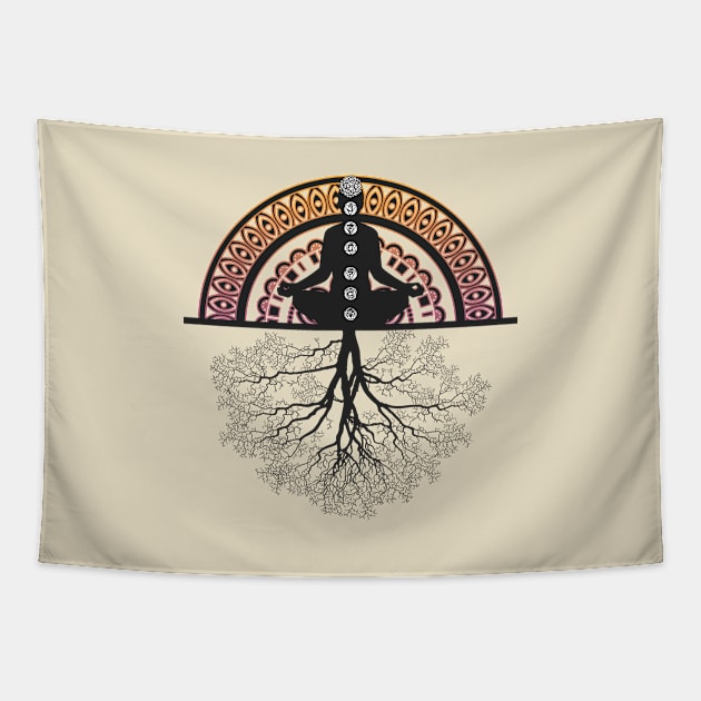 Rooted Meditator Tapestry by Zen Cosmos Official