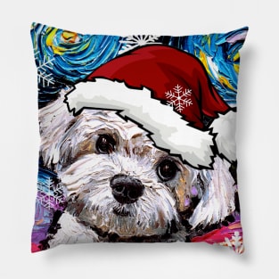 Maltipoo Santa Pillow