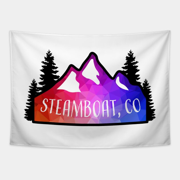 Geometric Colorful Mountain Steamboat, Colorado Tapestry by KlehmInTime