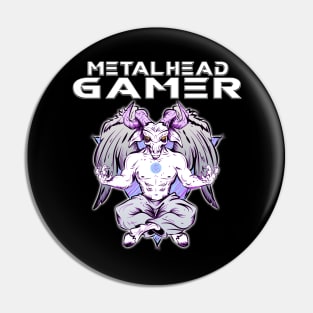 Metalhead Gamer Baphomet Meditate White Pin