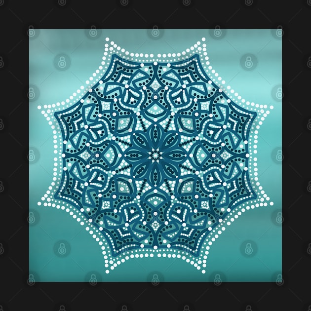 Aqua Blue Gradient Mandala Design by TANSHAMAYA