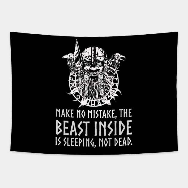 Masculine Alpha Male Viking - The Beast Inside Is Sleeping Tapestry by Styr Designs